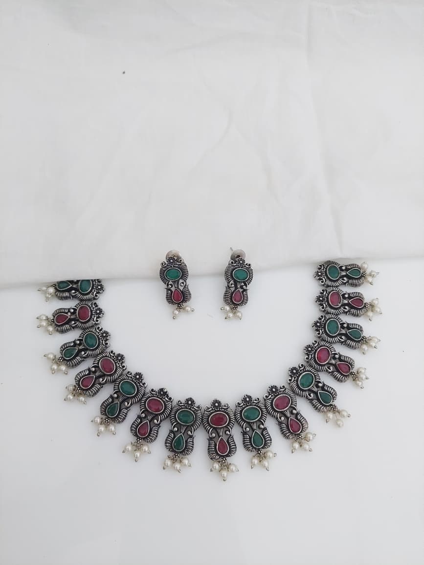 Oxidised Short Necklace