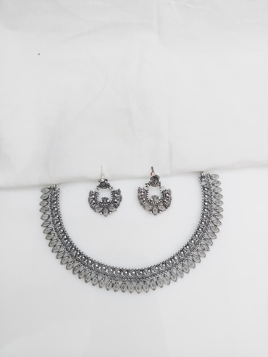 Oxidised Short Necklace