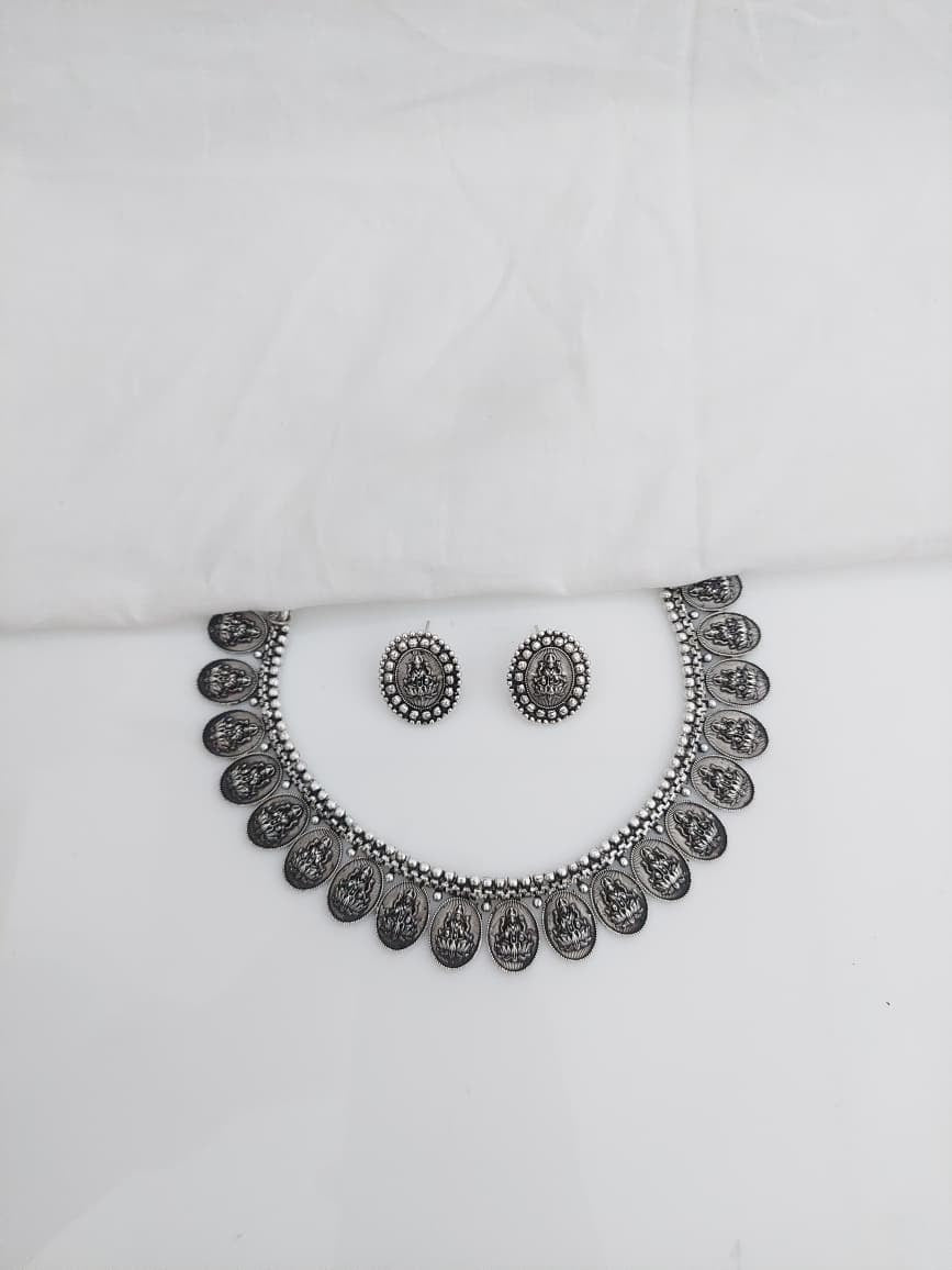 Oxidised Short Necklace
