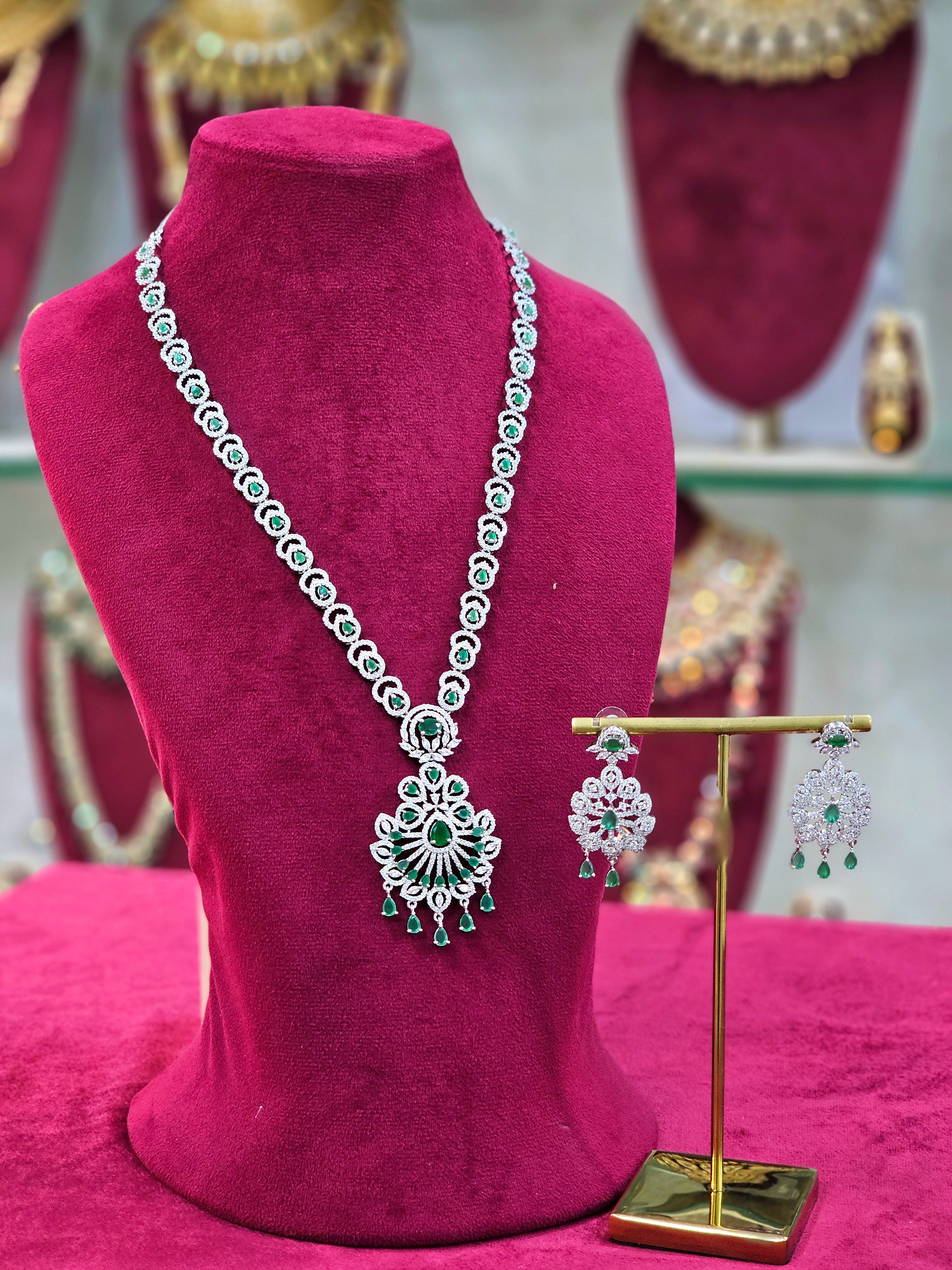 Rhodium AD Long Necklace