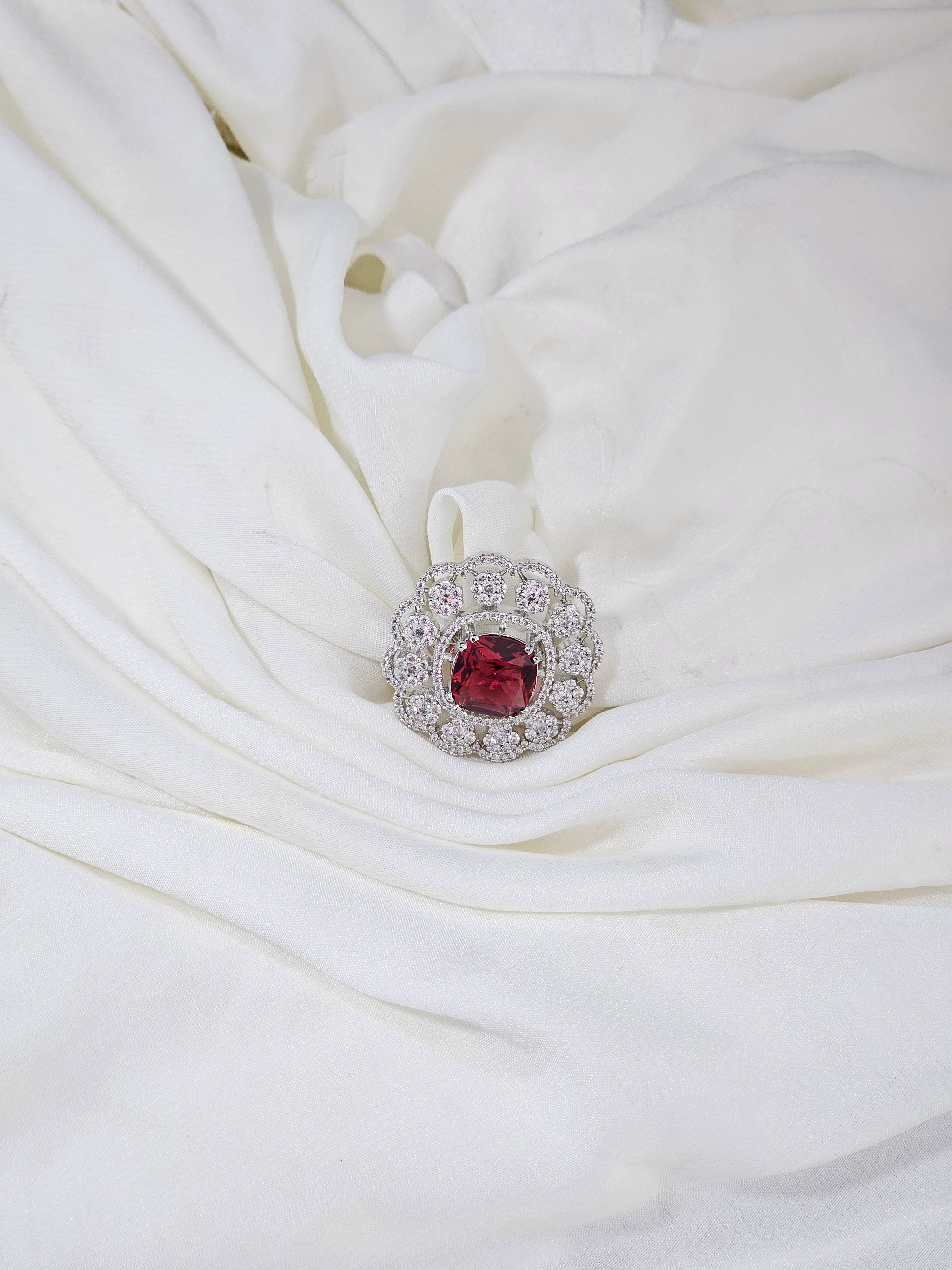 Rhodium AD Finger Ring