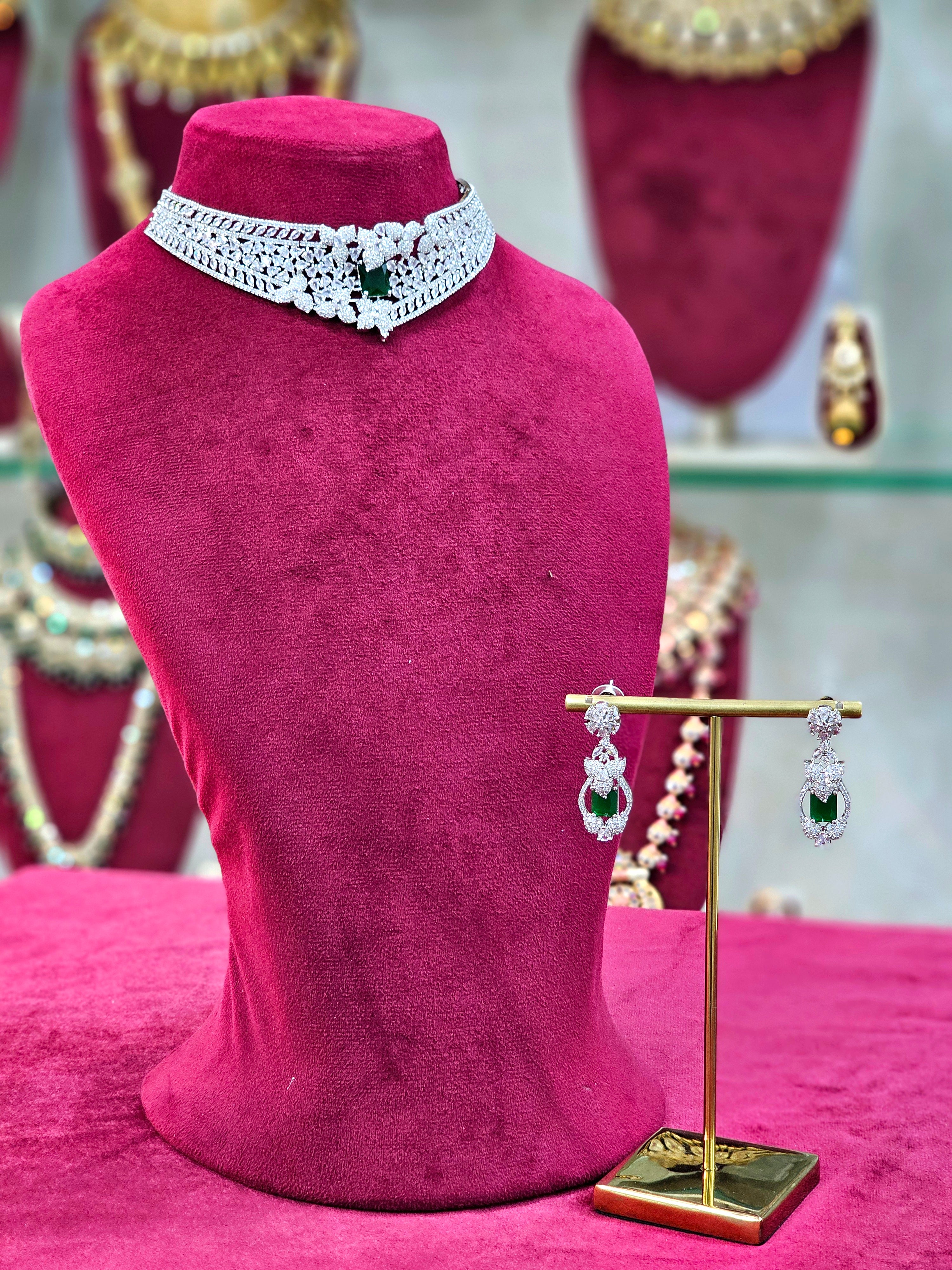 Rhodium AD Short Necklace