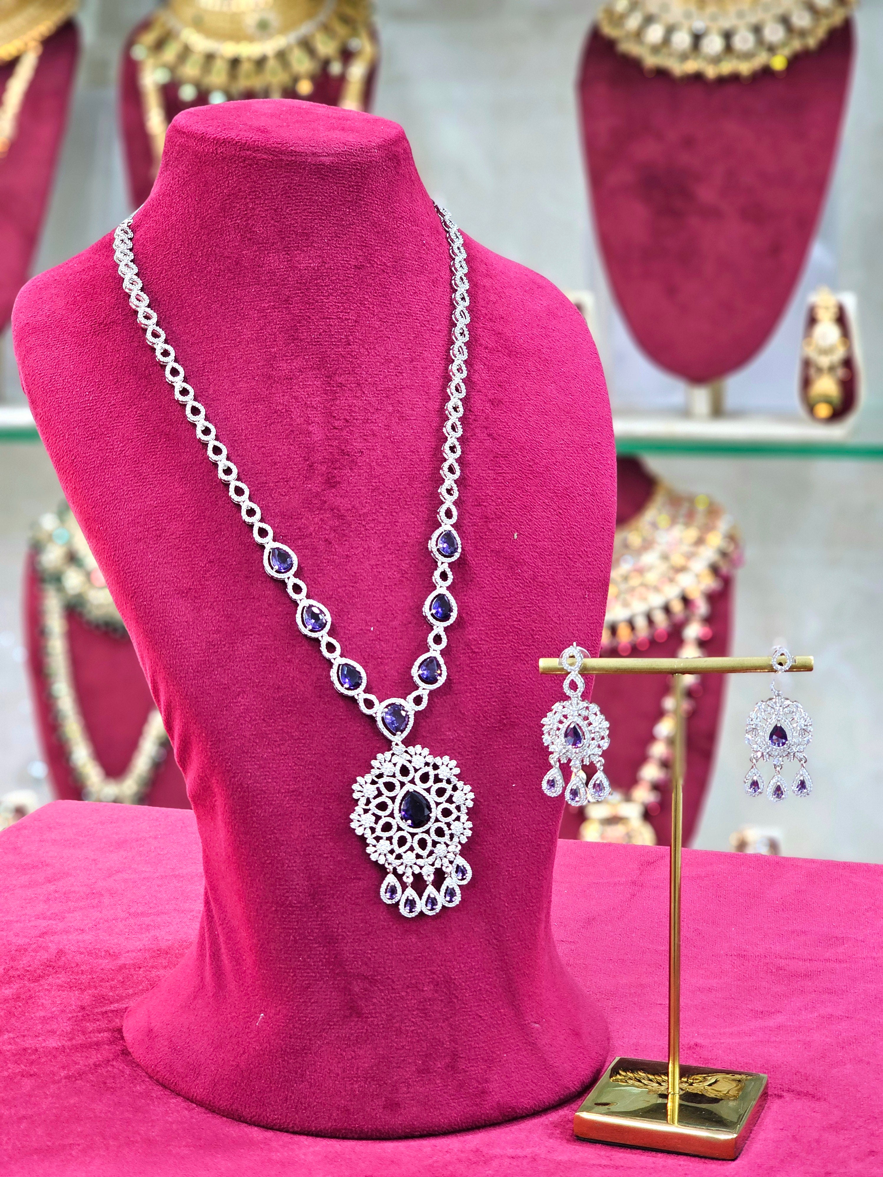 Rhodium AD Long Necklace