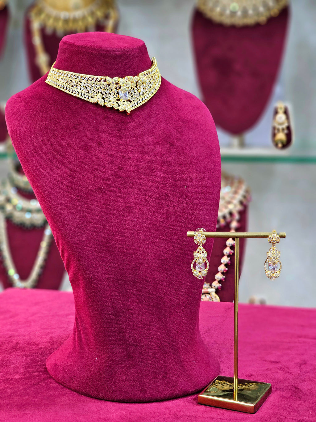 Golden AD Short Necklace