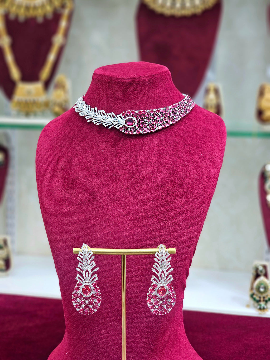 Rhodium AD Short Necklace