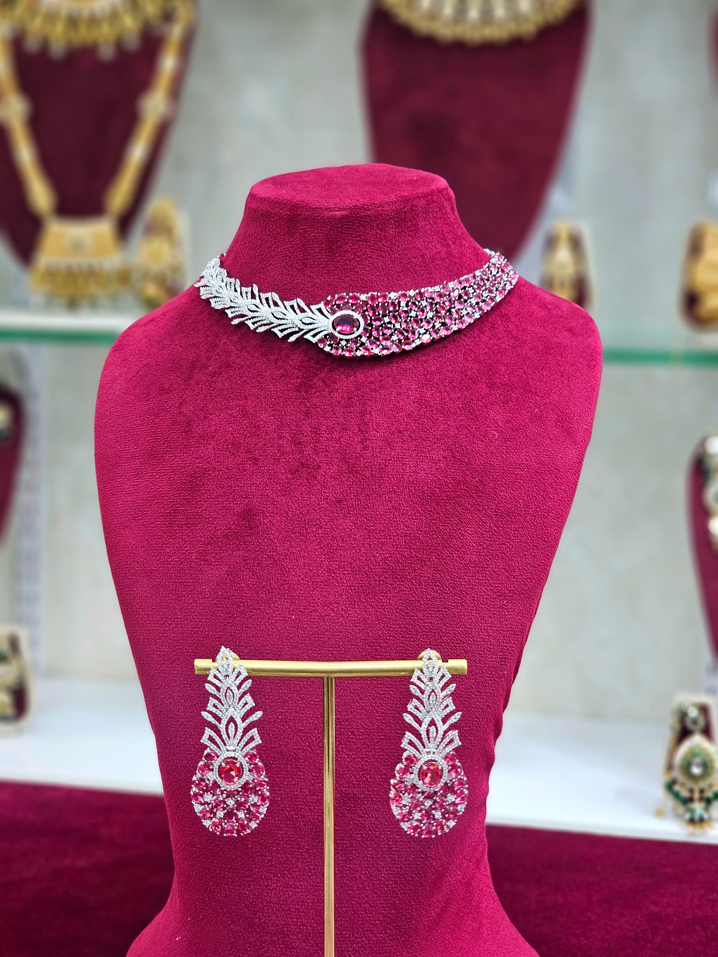 Rhodium AD Short Necklace