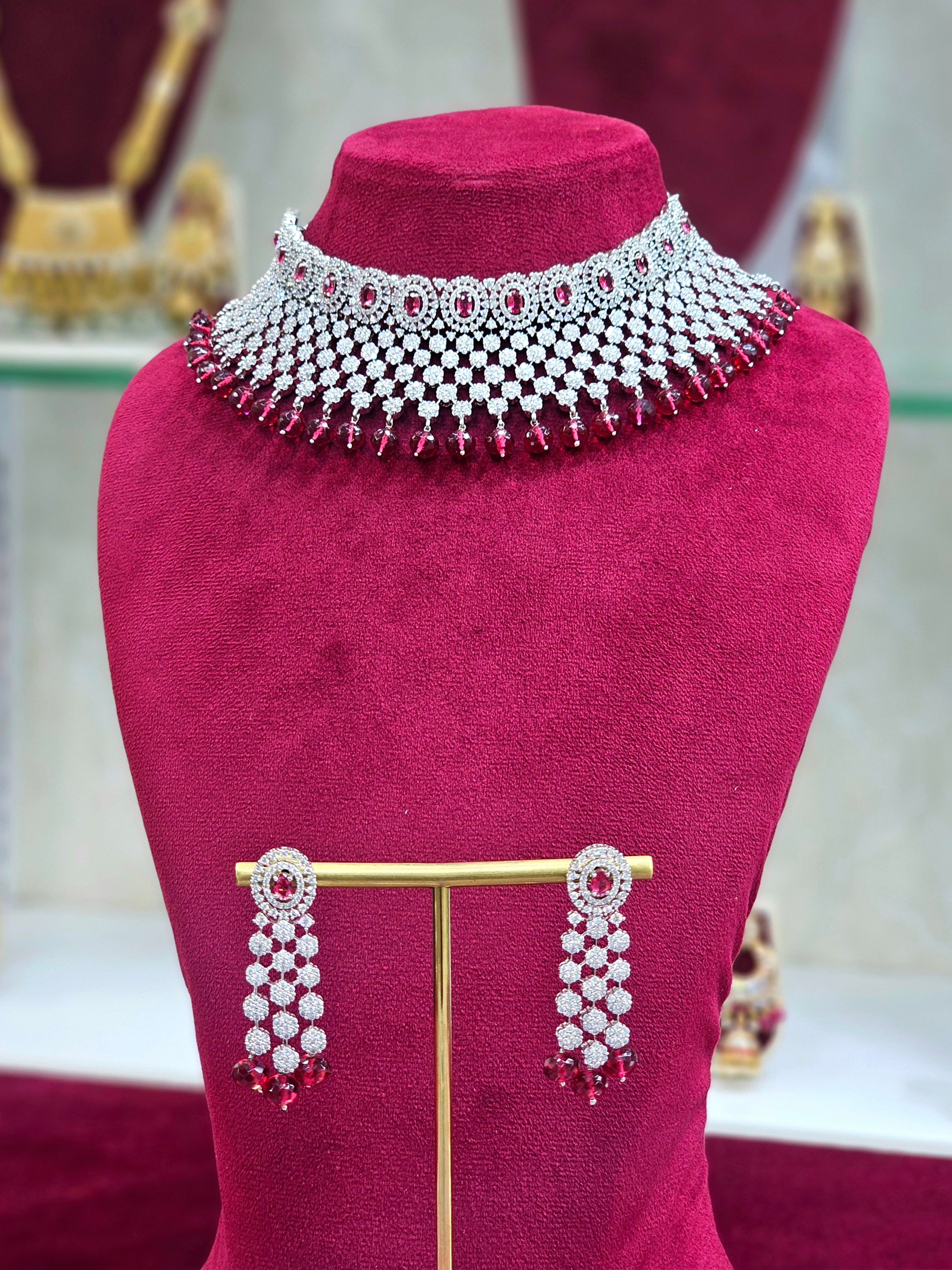 Rhodium AD Short Necklace