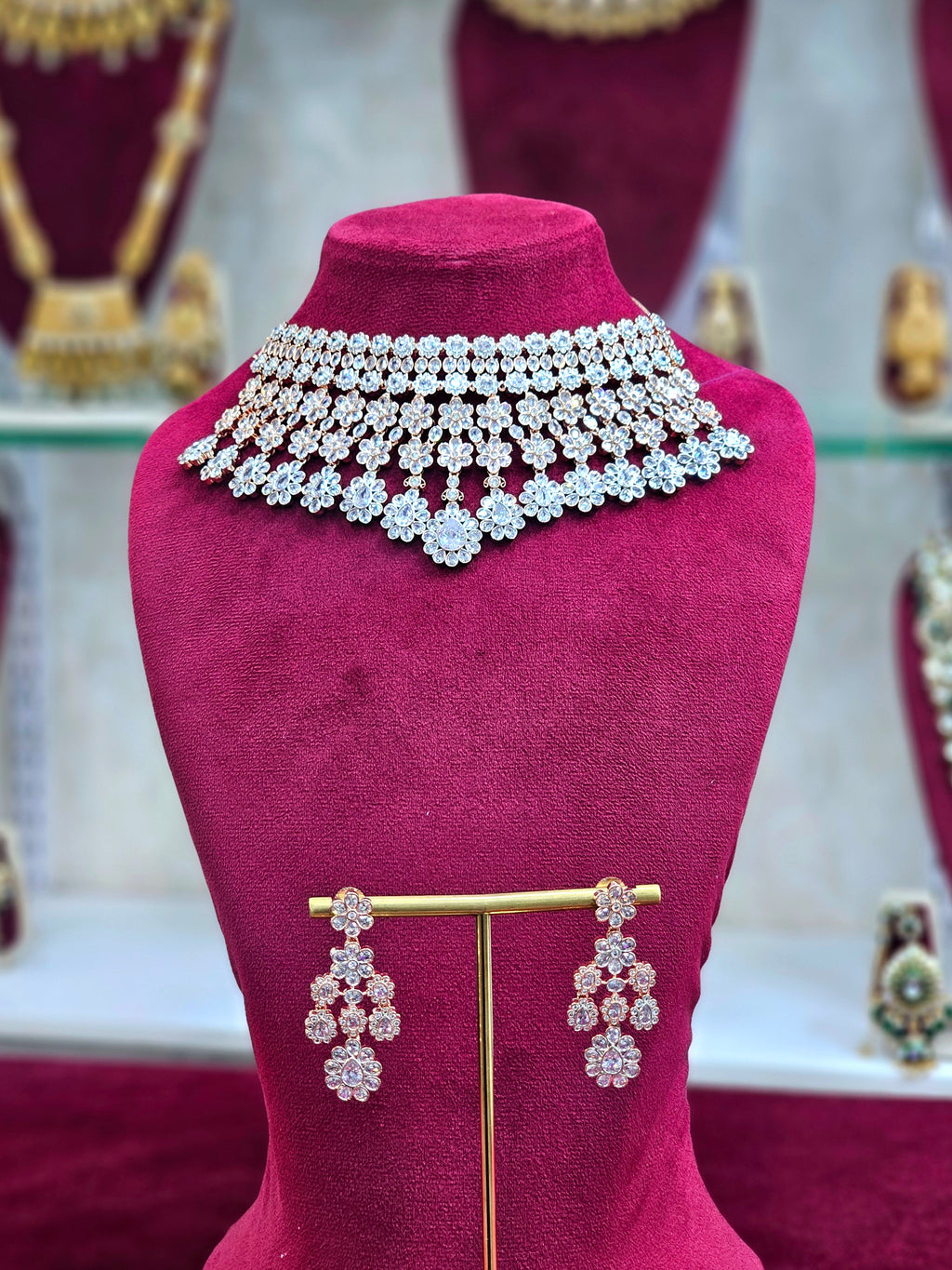 Rhodium AD Short Necklace