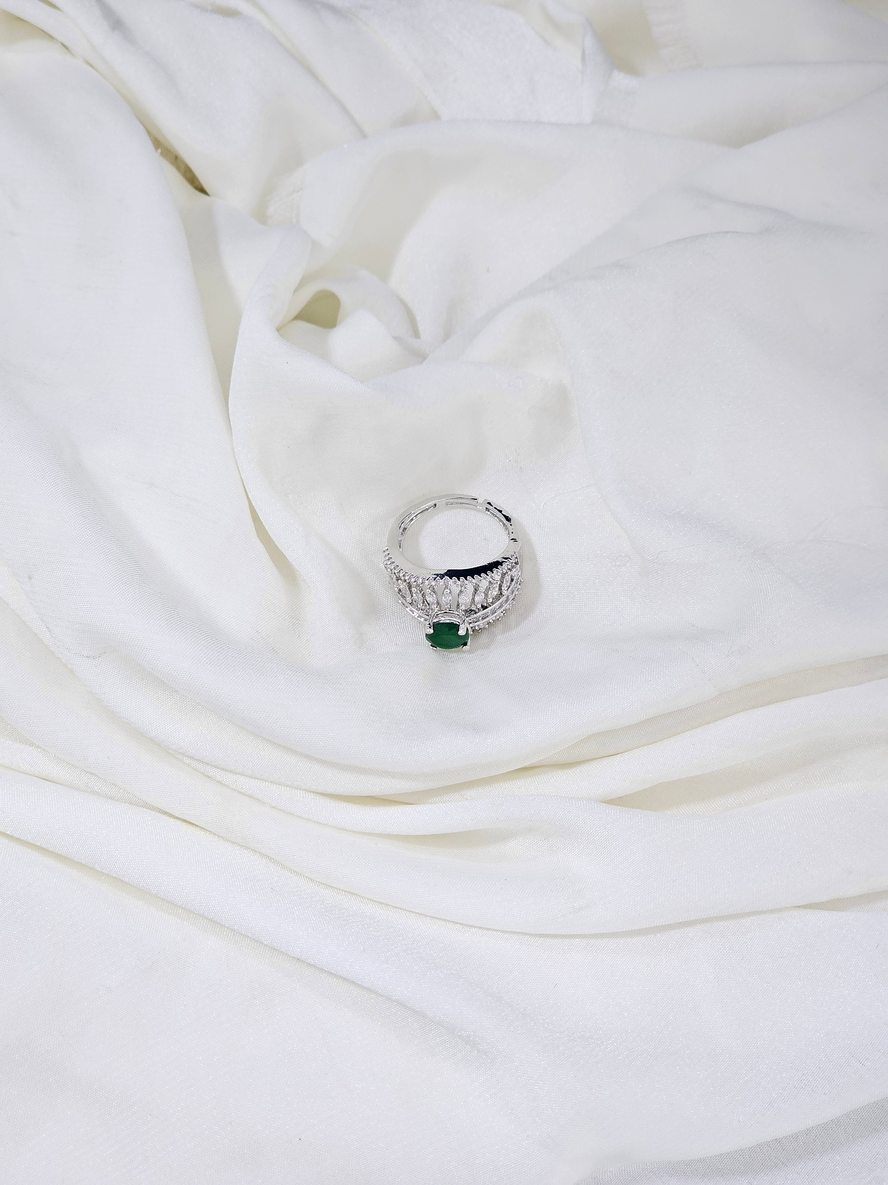 Rhodium AD Finger Ring