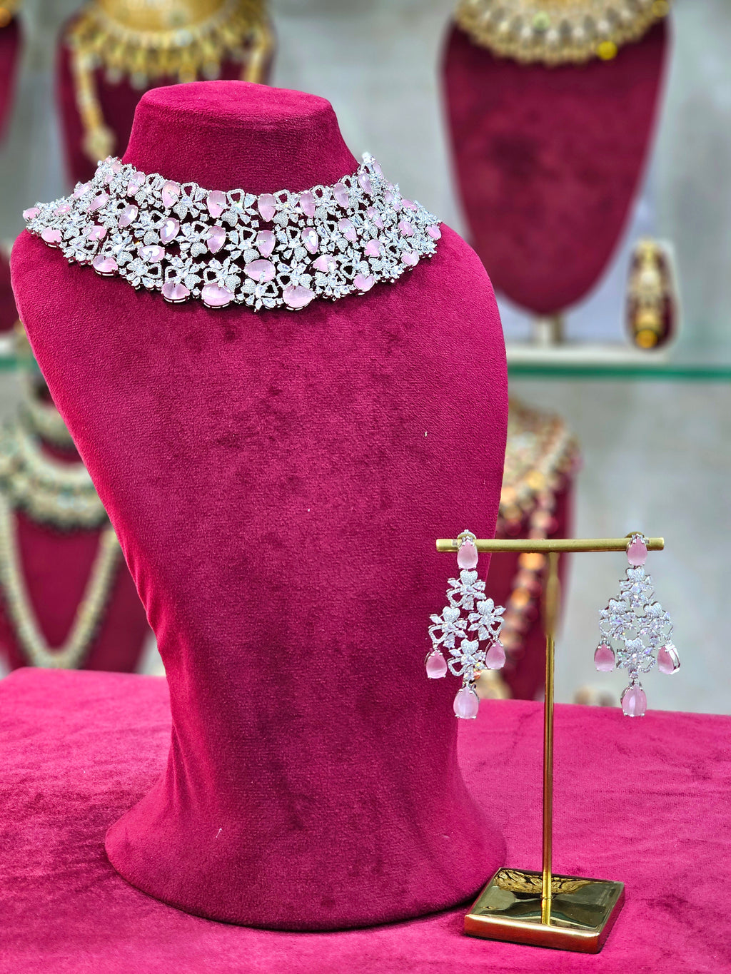 Rhodium AD Short Necklace