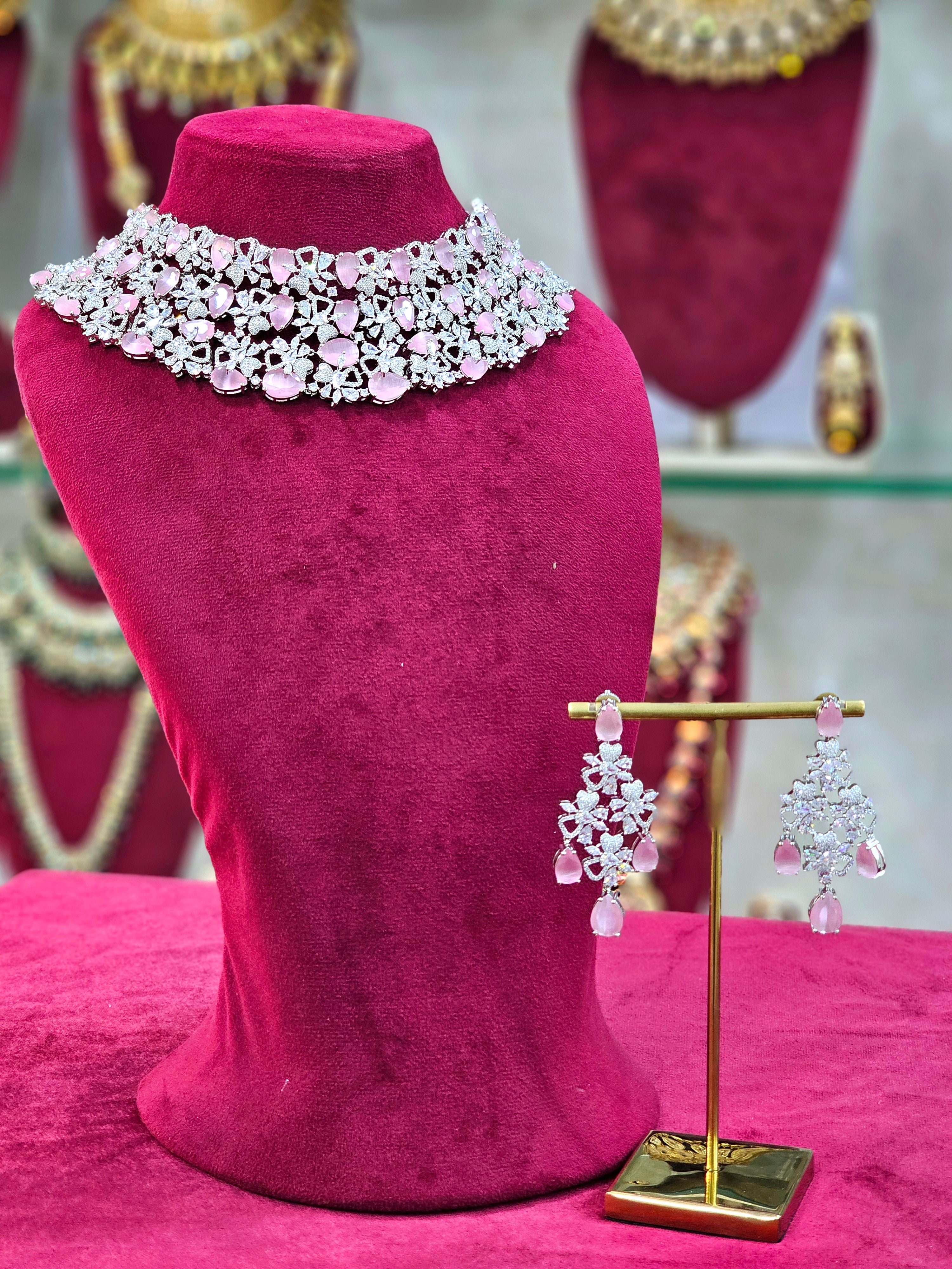 Rhodium AD Short Necklace