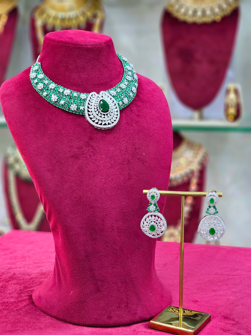 Rhodium AD Short Necklaces